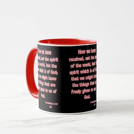 1 Korinther 2:12 KJV Bibelverse Zwei-Tone Tasse (Vorderseite Links)