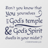 1 Korinther 3:16 Du bist Gottes Tempel Fensteraufkleber (Blatt)
