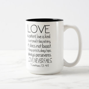 1 Korinther-Bibel-Vers-Zitat-Liebe Zweifarbige Tasse