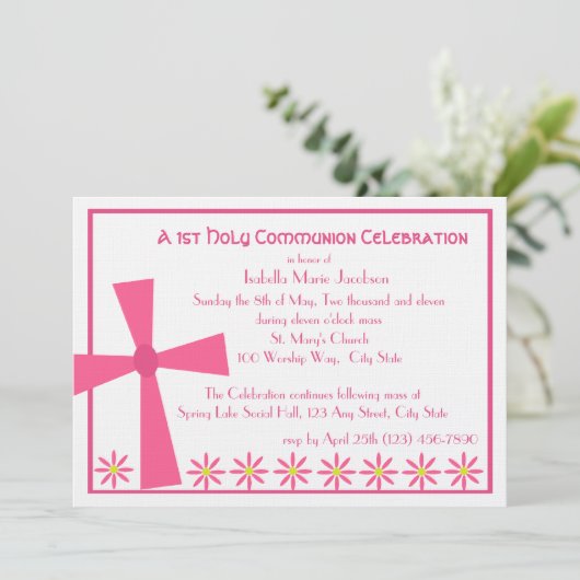 1. Kreuz und Blume Einladung (Stehend Vorderseite)