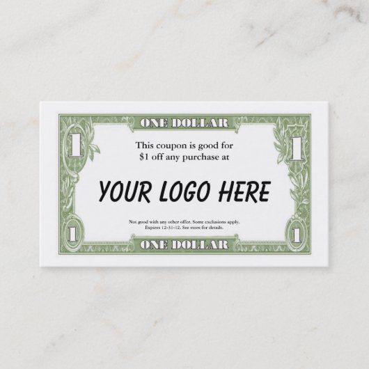 $1 Kupon-Karte Rabattkarte (Vorderseite)