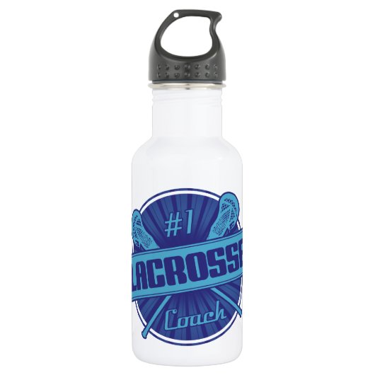 #1 Lacrosse Coach (blau) Edelstahlflasche (Vorderseite)