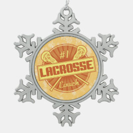#1 Lacrosse Coach Weihnachtsbaumdekoration Schneeflocken Zinn-Ornament