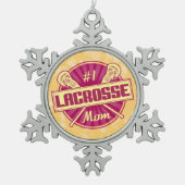 #1 Lacrosse Mama Weihnachten Weihnachtsbaumdekorat Schneeflocken Zinn-Ornament (Vorderseite)