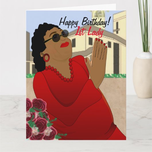 1. Lady African American Birthday Card Dankeskarte (Vorderseite)