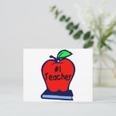 1 Lehrer (Apple/Bücher) Postkarte (Stehend Vorderseite)