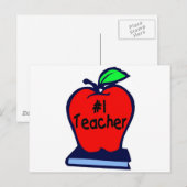 1 Lehrer (Apple/Bücher) Postkarte (Vorne/Hinten)