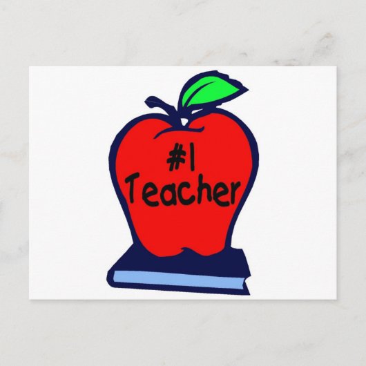1 Lehrer (Apple/Bücher) Postkarte (Vorderseite)