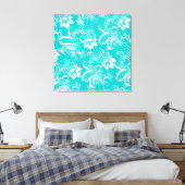 1 Leinwand Aquamarin Blau Weiße Damaskus (Insitu (Schlafzimmer))