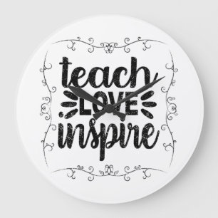 1- Liebe Lehren Inspirieren Shirt, Retro Vintage L Große Wanduhr