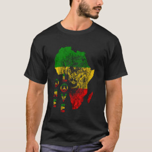 1 Liebe Lion Rasta Reggae Africa Map Lion of Juda T-Shirt