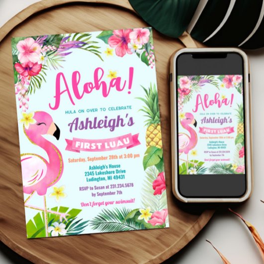 1. Luau Birthday Tropical Summer Einladung