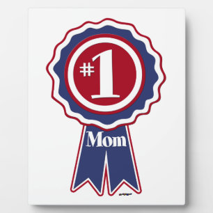 #1 Mama Blaue Schleife Fotoplatte