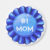 #1 Mama Blue Ribbon Round Magnet (Vorne)