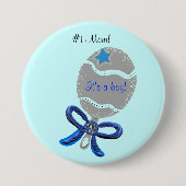 #1 Mama for New Baby Boy Blue Button (Vorderseite)