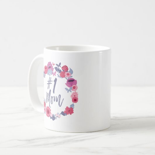 #1 Mama Pinselschrift Bläserschmetterling Rosa Kra Kaffeetasse (Vorderseite Links)