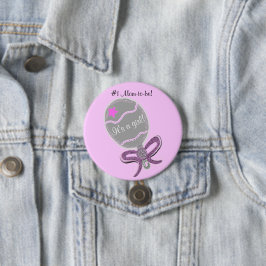 #1 Mama to be It is a Girl Baby Shower Pink Button