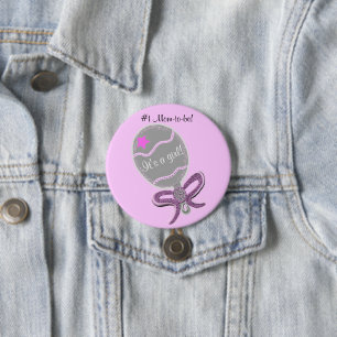 #1 Mama to be It is a Girl Baby Shower Pink Button