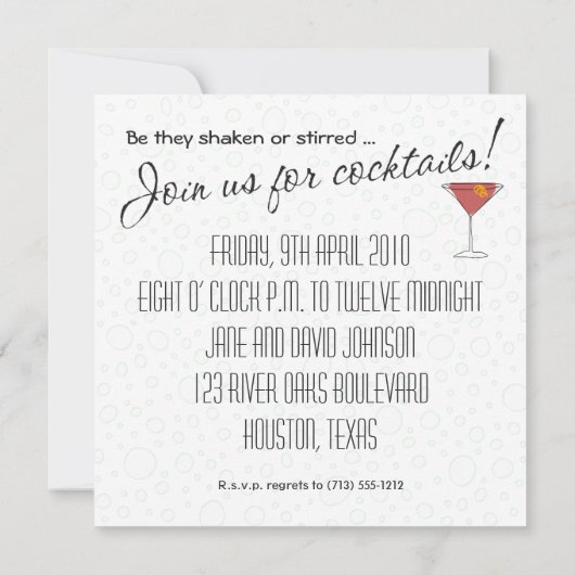 1 Martini, 2 Martini-Party Einladung (Rückseite)