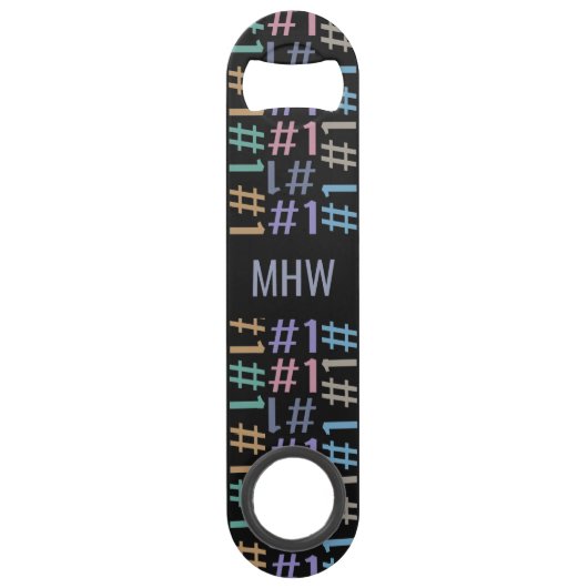 "# 1" Muster für benutzerdefinierte Monogramm-Flas Speedflaschenöffner (Vorderseite)