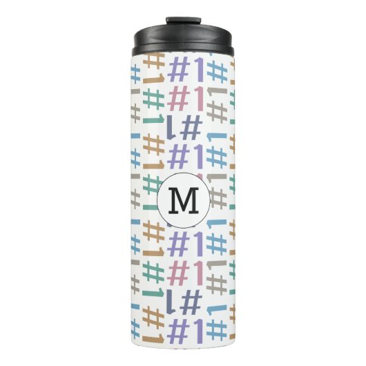 "# 1" Muster für benutzerdefinierte Monogramm-Tumb Thermosbecher (Vorderseite)