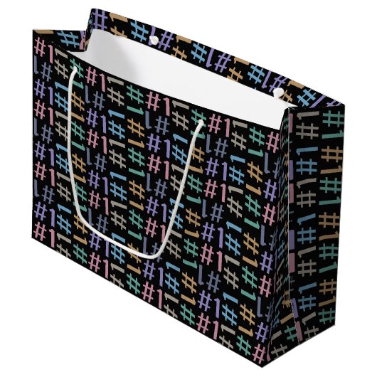 "# 1" Muster Geschenktasche Große Geschenktüte (Vorderseite Schrägansicht)