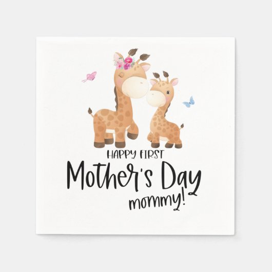 1. Mütter Tag Giraffe Serviette (Vorderseite)