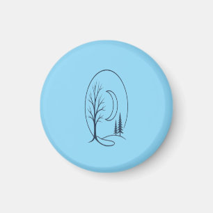 1. Mystischer Winterwald-Kreis-Linien-Art-Shirt  Magnet