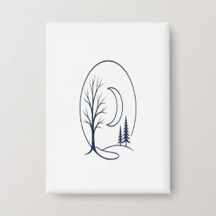 1. Mystischer Winterwald Kreis Linien Kunst T-Shir Button