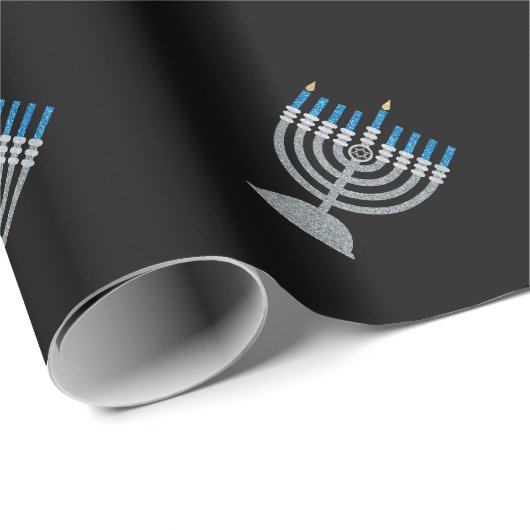 1. Nacht des Hanukkah Glitzer Wrapping Paper Geschenkpapier (Rolleneckpunkt)