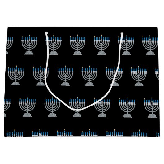 1. Nacht Hanukkah Glitzer Große Geschenktasche Große Geschenktüte (Vorderseite)