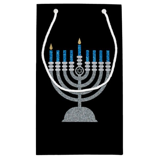 1. Nacht Hanukkah Glitzer Kleine Geschenktasche Kleine Geschenktüte (Rückseite)