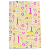 1. Name-Geschenktasche des Geburtstages rosa gelbe Mittlere Geschenktüte (Vorderseite)