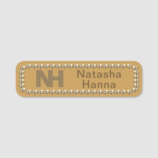 1" Natasha Hanna Gold Bling NAME TAG Namensschild (Vorderseite)