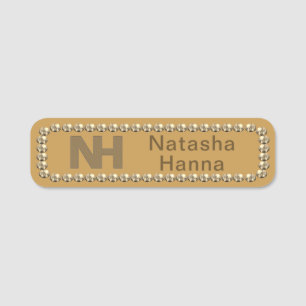 1" Natasha Hanna Gold Glanz NAME TAG Namensschild