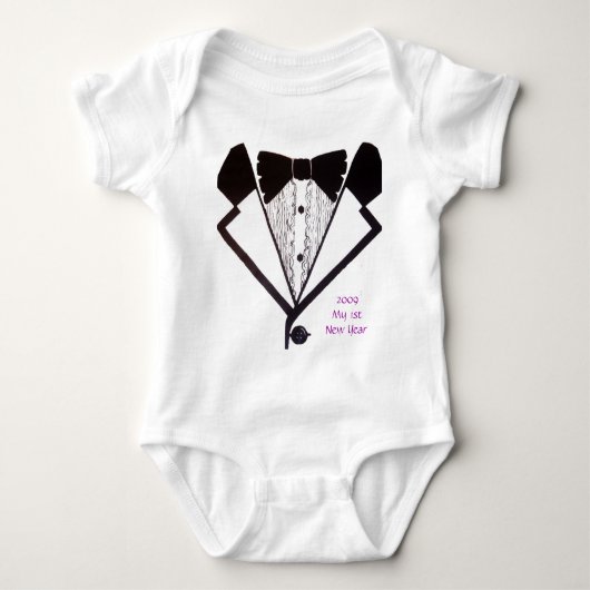1. Neue Jahre Tux-T - Shirt-Säuglings- Baby Strampler (Vorderseite)