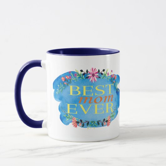 1 Niedliches Blumenmuster "Beste Mama je" Print Ta Tasse (Links)