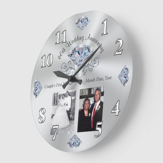 1 oder 2 Foto, 60 Jahre Hochzeitsgeschenk Große Wanduhr (Winkel)