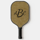 1 oder 3 Buchstaben Monogram, Beige-braune Ledersc Pickleball Schläger (Vorderseite)