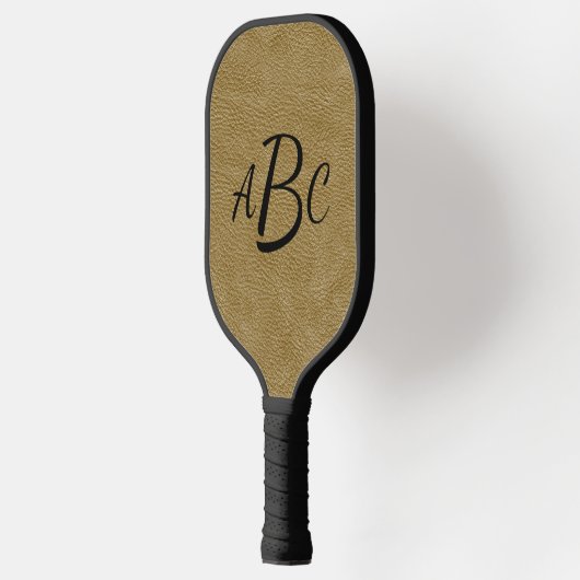 1 oder 3 Buchstaben Monogram, Beige-braune Ledersc Pickleball Schläger (Links)