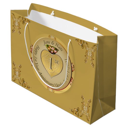 1. oder 50. Golden Ochre Gift Bag Große Geschenktüte (Rückseite Schrägansicht)
