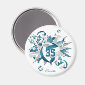 1 oder für aquamarine Volleyballstars Magnet (Vorderseite/Rückseite)