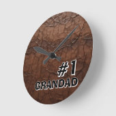 #1 Opa im Lederlook Runde Wanduhr (Winkel)
