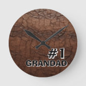 #1 Opa im Lederlook Runde Wanduhr (Vorderseite)
