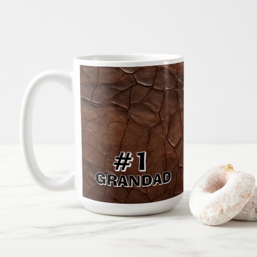 #1 Opa Leder-Look Kaffeetasse (Mit Donut)