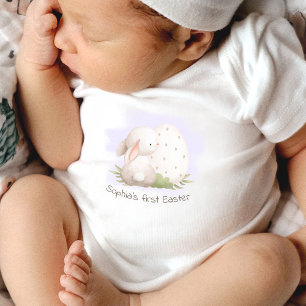 1. Ostern Niedlich Bunny Personalisiert Name Baby Strampler