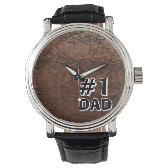 #1 Papa Leder-Look Armbanduhr (Vorderseite)