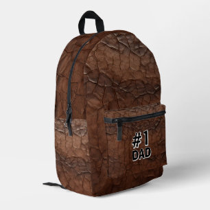 #1 Papa Leder-Look Bedruckter Rucksack