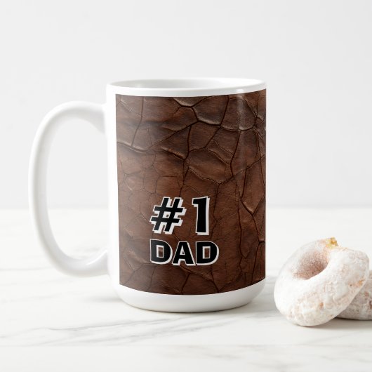 #1 Papa Leder-Look Kaffeetasse (Mit Donut)