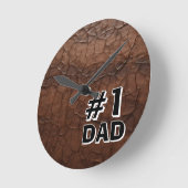 #1 Papa Leder-Look Runde Wanduhr (Winkel)